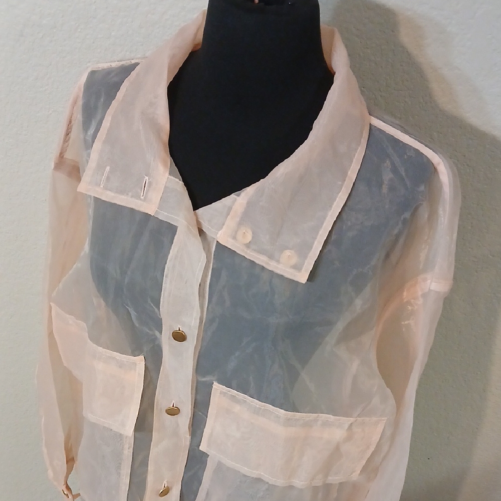 NEW Nicole Miller NY Sheer Pink Utility Jacket